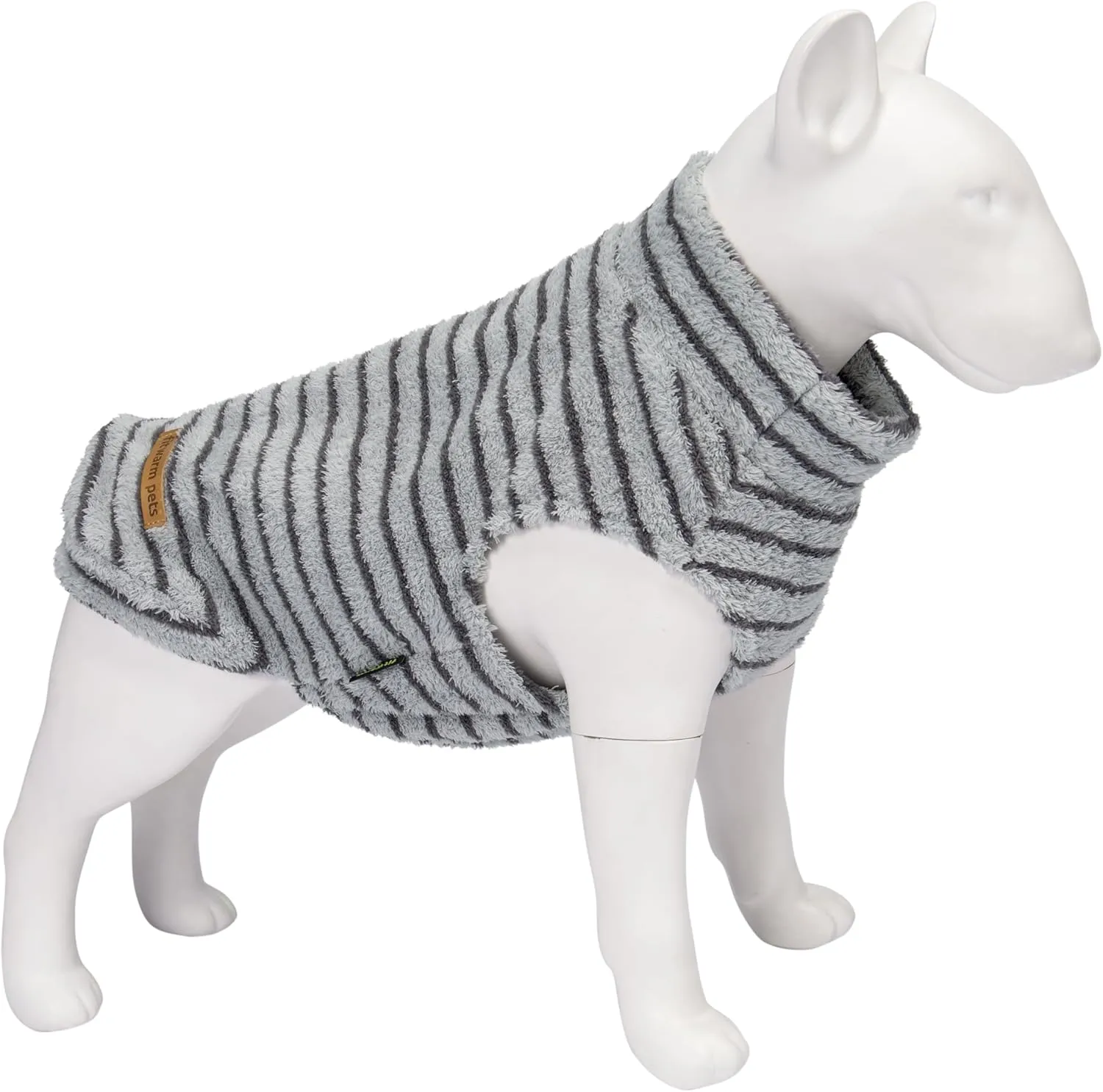Fitwarm 2 Pack Striped Fleece Dog Sweater, Warm Winter Dog Clothes for Small Dogs Boy Girl, Fuzzy Pet Outfit, Doggy Pullover Jumper, Grey, Navy, XL