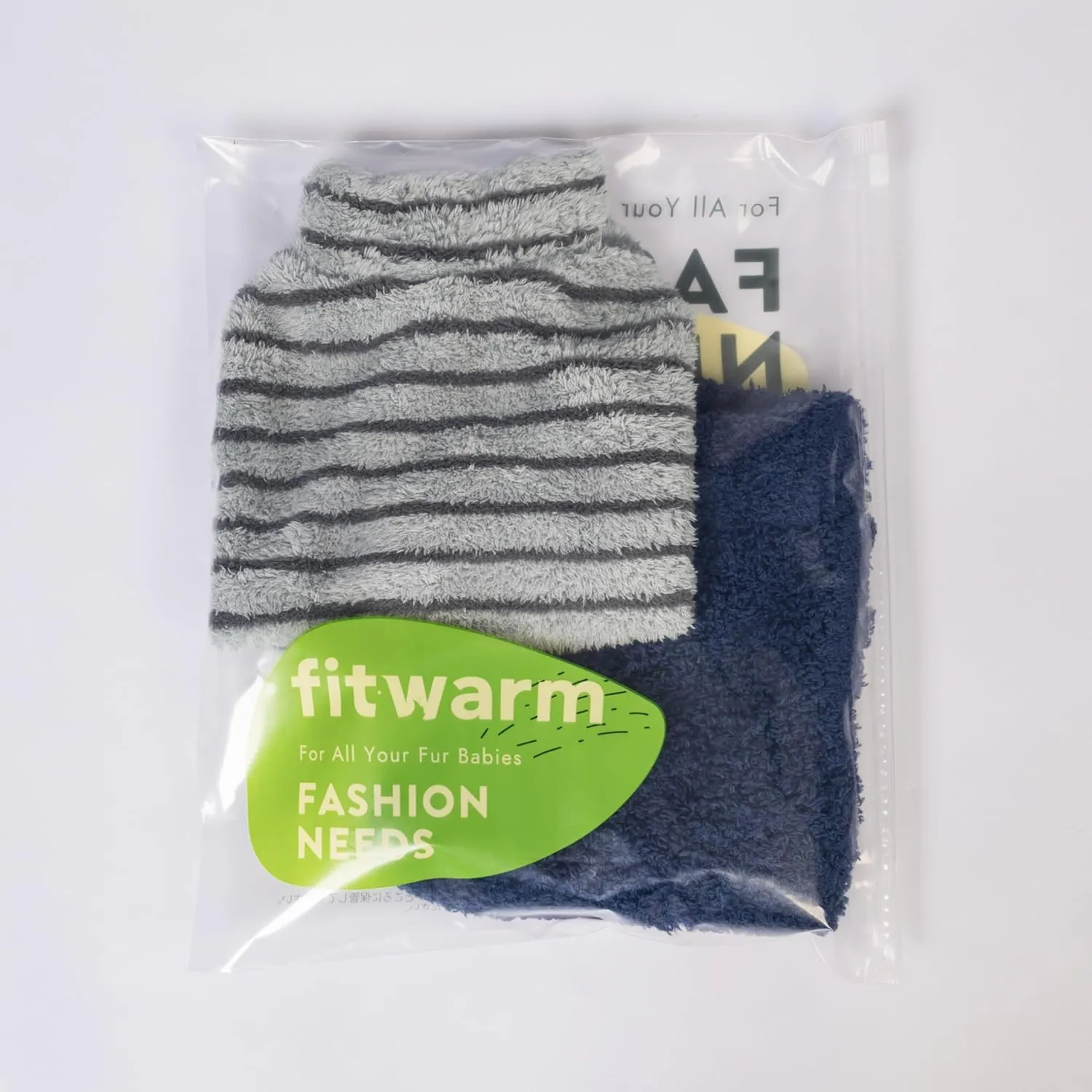 Fitwarm 2 Pack Striped Fleece Dog Sweater, Warm Winter Dog Clothes for Small Dogs Boy Girl, Fuzzy Pet Outfit, Doggy Pullover Jumper, Grey, Navy, XL
