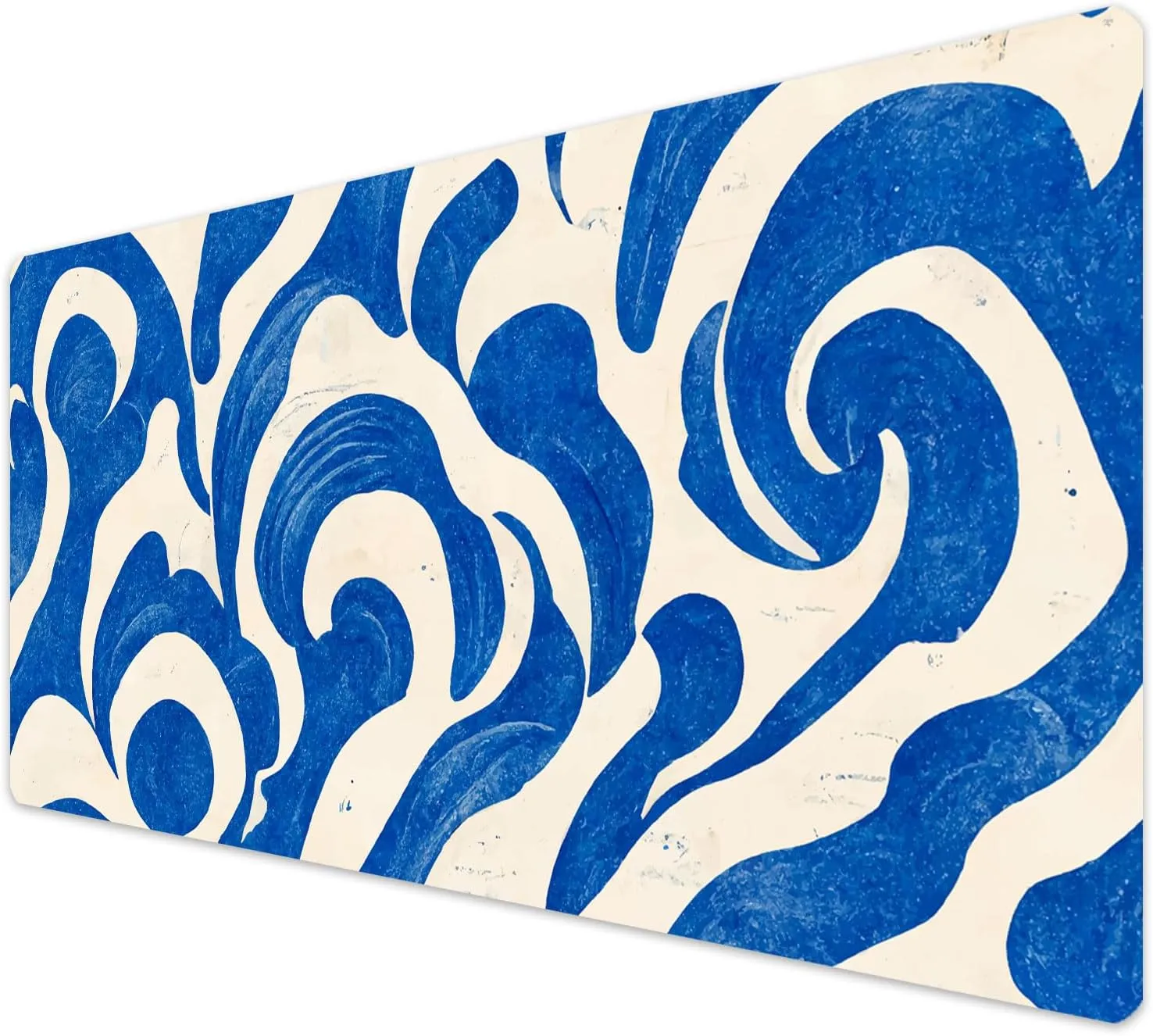 French KOKO Desk Mat, Large Desk Pad Large Mouse Pad Cute Desk Accessories Home Office Essentials XL Desk Mat Desk Pad Keyboard Mouse Desk Pads Computer Cute Women Girls (Blue Waves, 36" x 16.5")