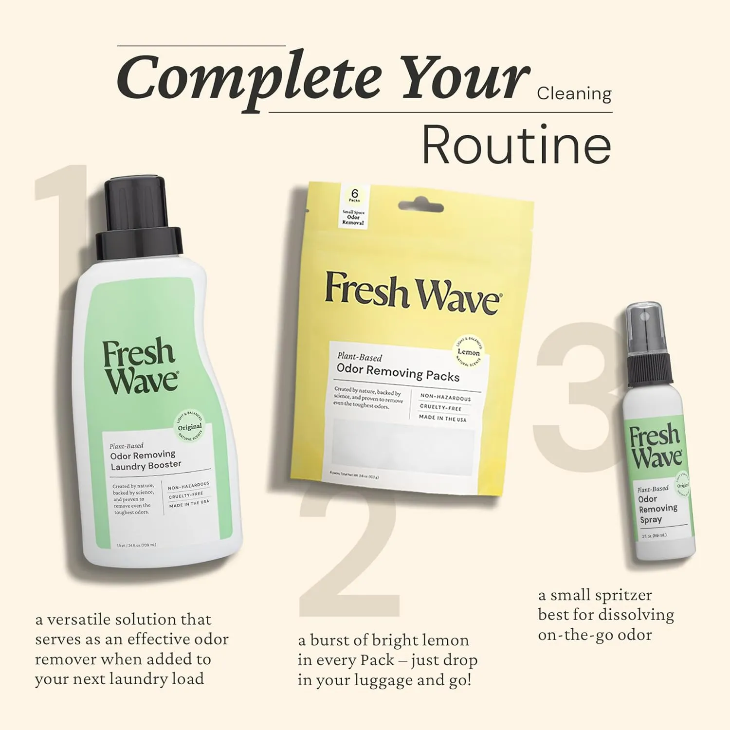 Fresh Wave Odor Eliminator Spray & Air Freshener, 2 fl. oz. Travel Size (Pack of 2)