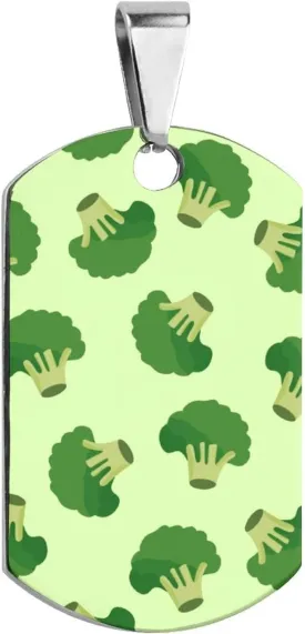 Green Broccoli Pet ID Tag Personalized Stainless Steel Dog Tags Funny Printed Cat Collar Tags Accessories