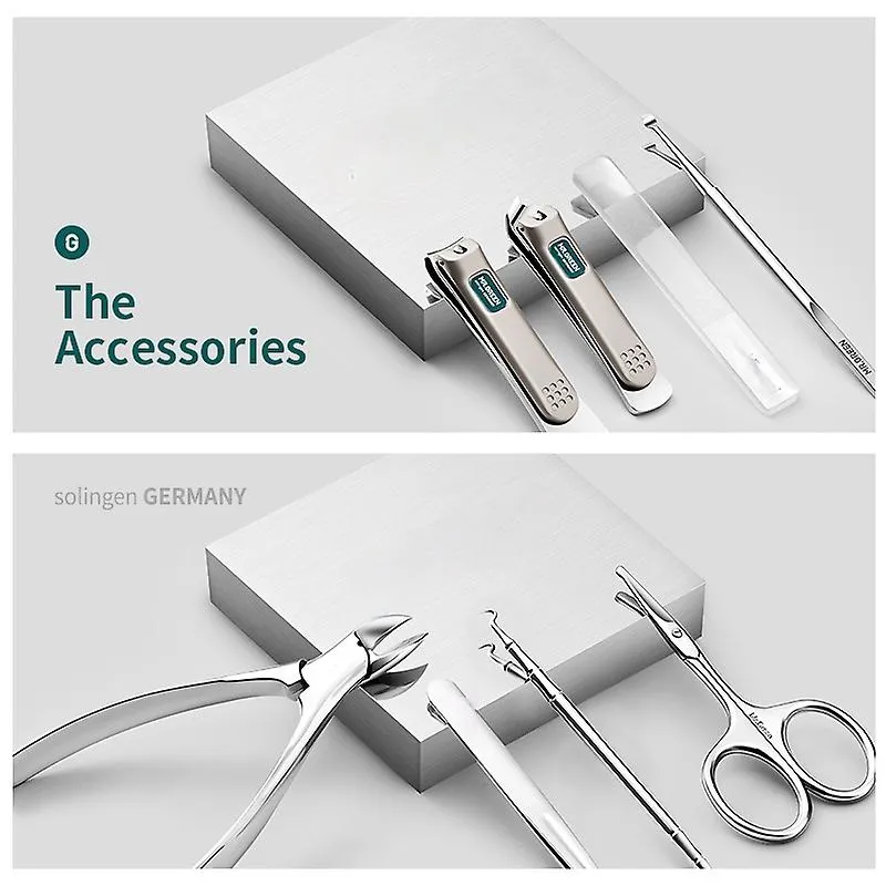 Green Stainless Steel Professional Nail Cutter Tools With Travel Case Kit Manicure Set Pedicure Sets Nail Clipper Fa0061