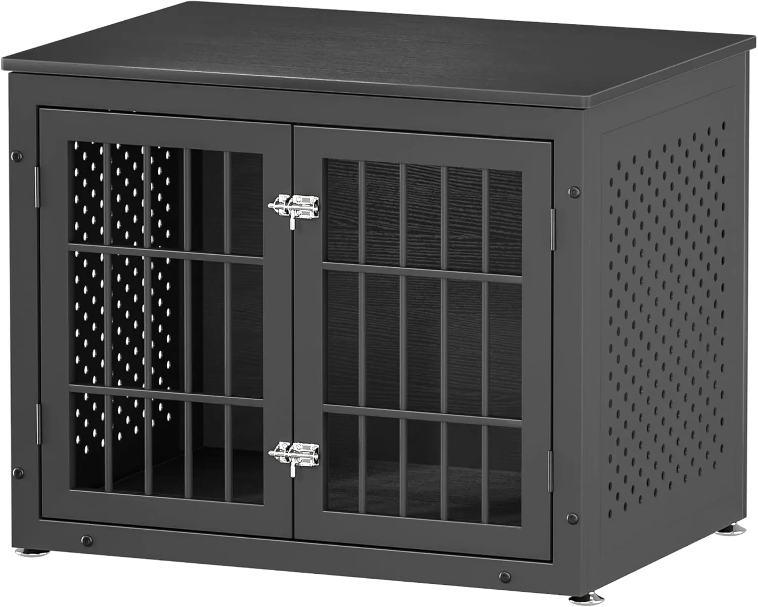 Heavy Duty Dog Crate Furniture for Small and Medium Dogs, Wooden Metal Kennel for High Anxiety Dogs, Chew Proof Pet House Indoor, Decorative Dog cage End Table