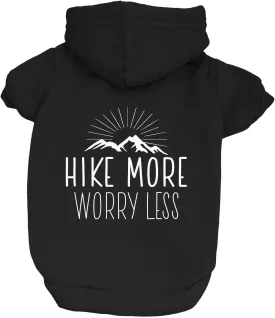 Hike More Worry Less Summer Dog Hoodie Fleece Lined Pullover Sweatshirt with Leash Hole (Black, 4X-Large 792)