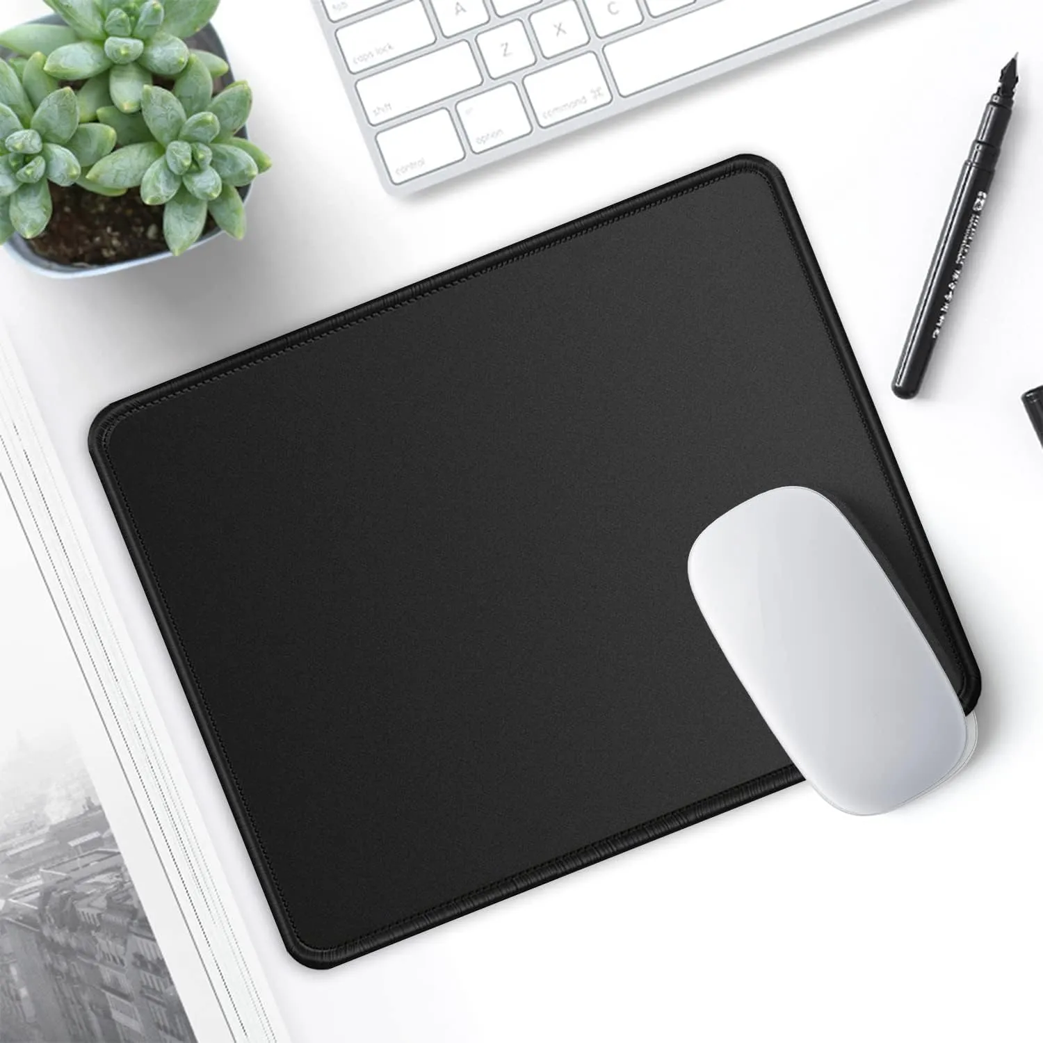 ITNRSIIET 10 Pack Mouse Pad with Stitched Edge Premium Textured Square Mouse Mat Washable Non-Slip Rubber Base Smooth Precise Operation Desktop Protection Mat, 10.28.30.12 inches, Black
