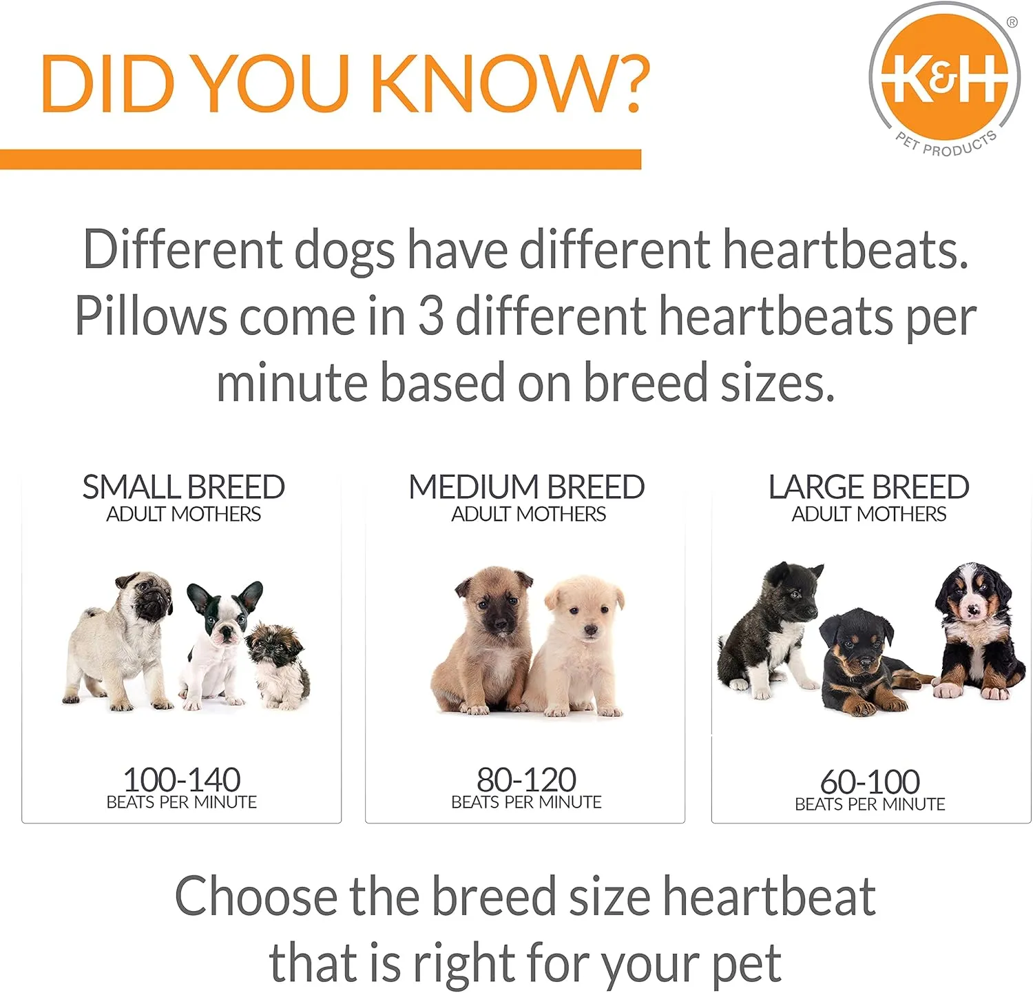 K&H Pet Products Mother's Heartbeat Calming Dog Toy Bone Pillow Gray Small Breed Heartbeat 8 Inch
