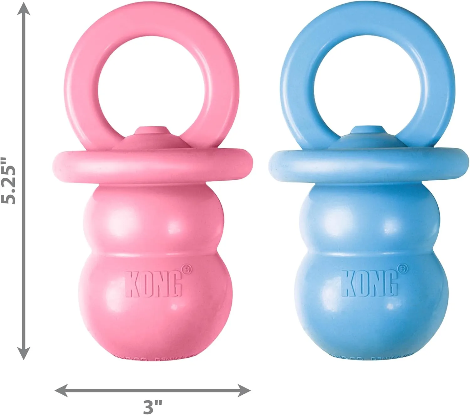 KONG Puppy Binkie - Pacifier Dog Toy for Puppies - Stuffable Treat Chew Toy for Treats - Durable Natural Rubber for Teething Puppy - for Medium Puppies - Blue