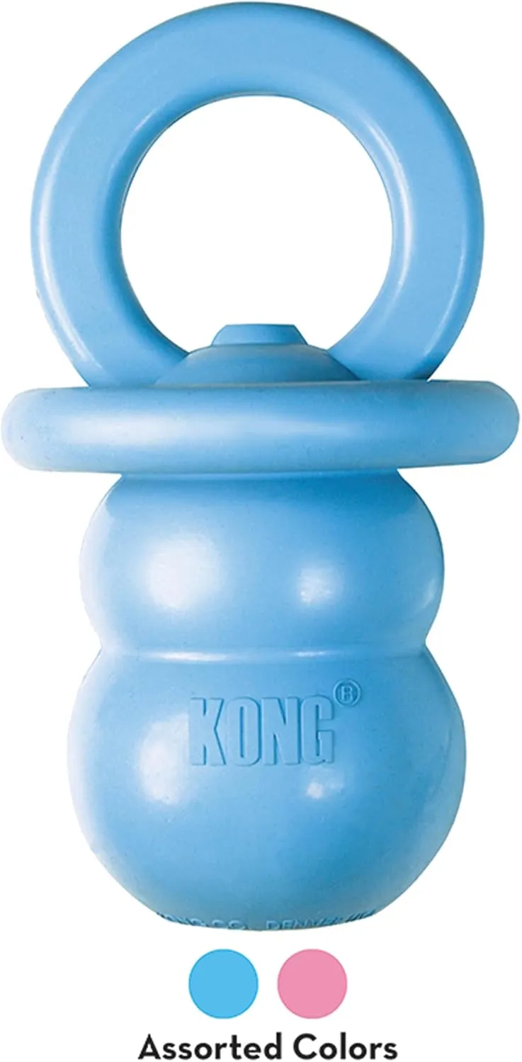 KONG Puppy Binkie - Pacifier Dog Toy for Puppies - Stuffable Treat Chew Toy for Treats - Durable Natural Rubber for Teething Puppy - for Medium Puppies - Blue