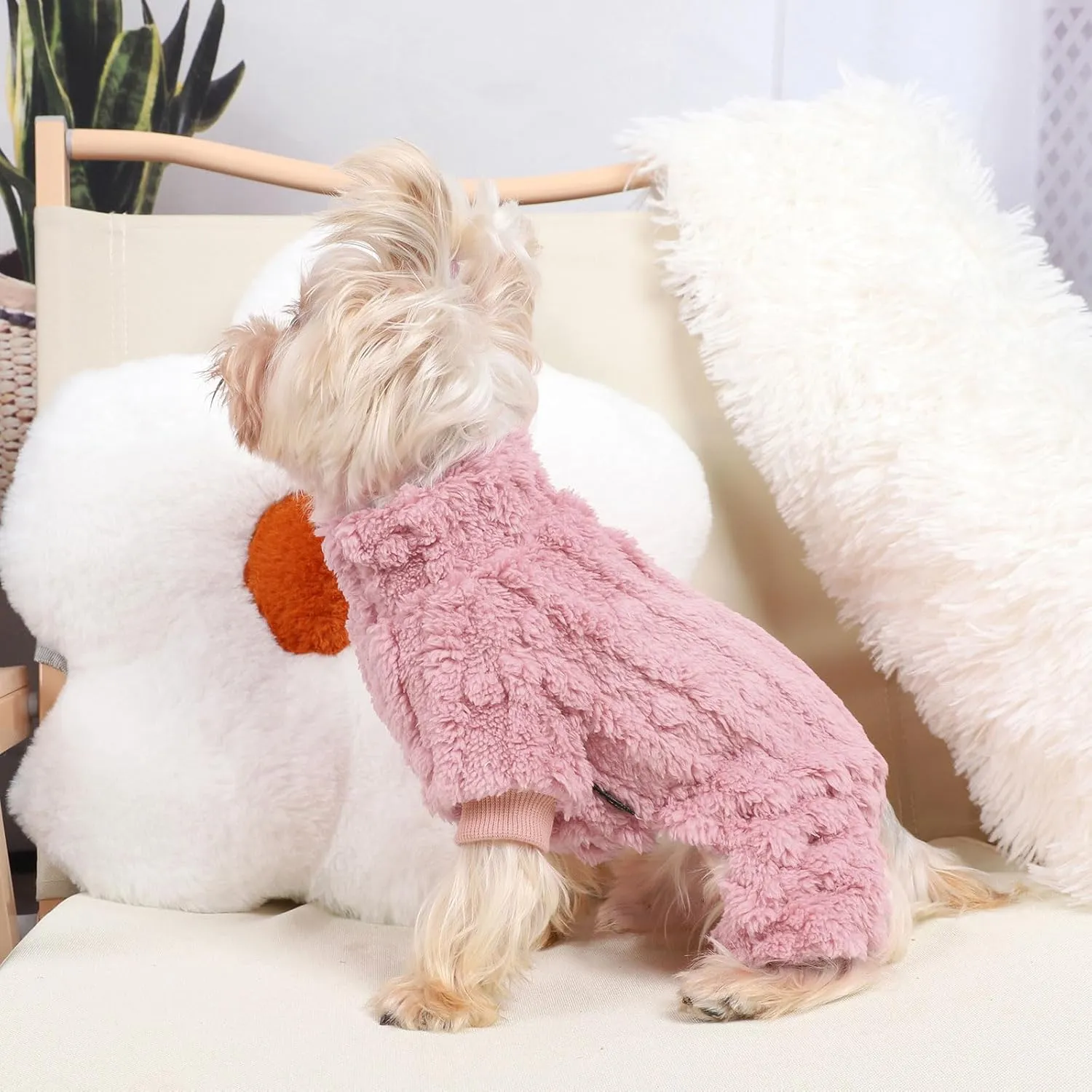 Kosiyi Dog Sweaters for Small Dogs Girl Boy Valentine's Day Dog Clothes, Dog Sweater Spring Winter Turtleneck Pullover Chihuahua Thick Warm Dog Pajamas, Cold Weather Fleece Outfit, Puppy Pjs, Onesies