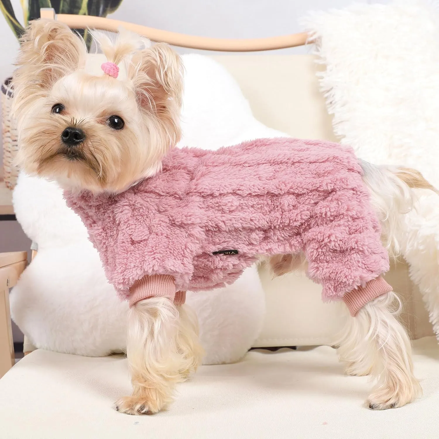 Kosiyi Dog Sweaters for Small Dogs Girl Boy Valentine's Day Dog Clothes, Dog Sweater Spring Winter Turtleneck Pullover Chihuahua Thick Warm Dog Pajamas, Cold Weather Fleece Outfit, Puppy Pjs, Onesies