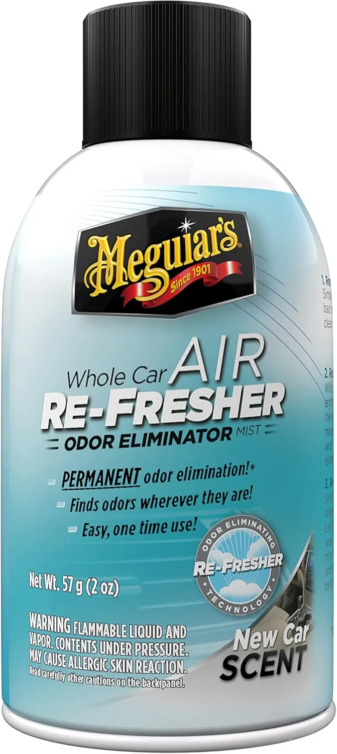 Meguiar's G16402 Whole Car Air Re-Fresher Odor Eliminator Mist, New Car Scent, 2 Fluid Ounces