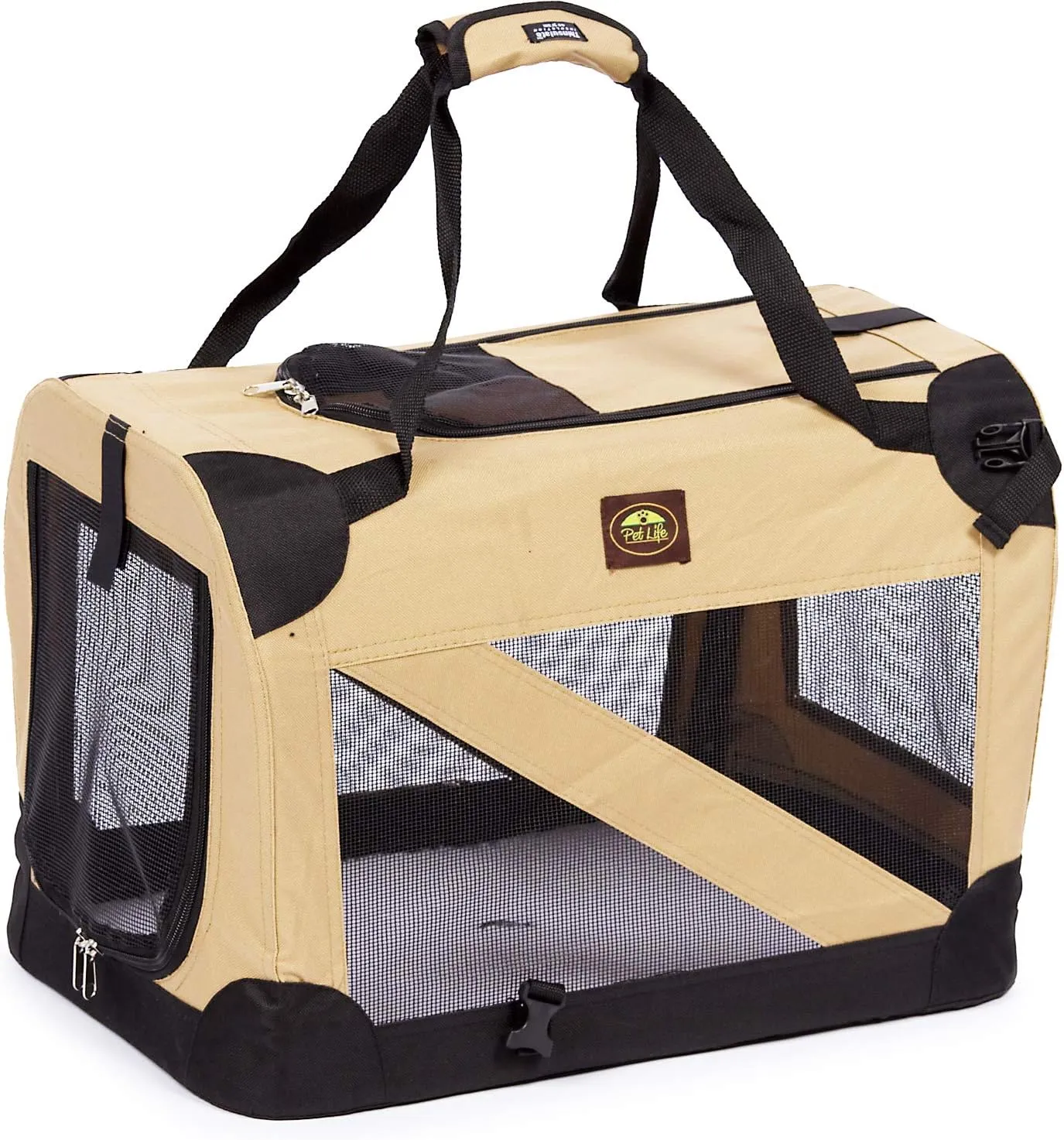 Pet Life Vista-View 360 Degree Zippered and Collapsible Soft Folding Dog Crate - Folding Travel Dog Kennel with Zippered Entrances Along The Pet Crate