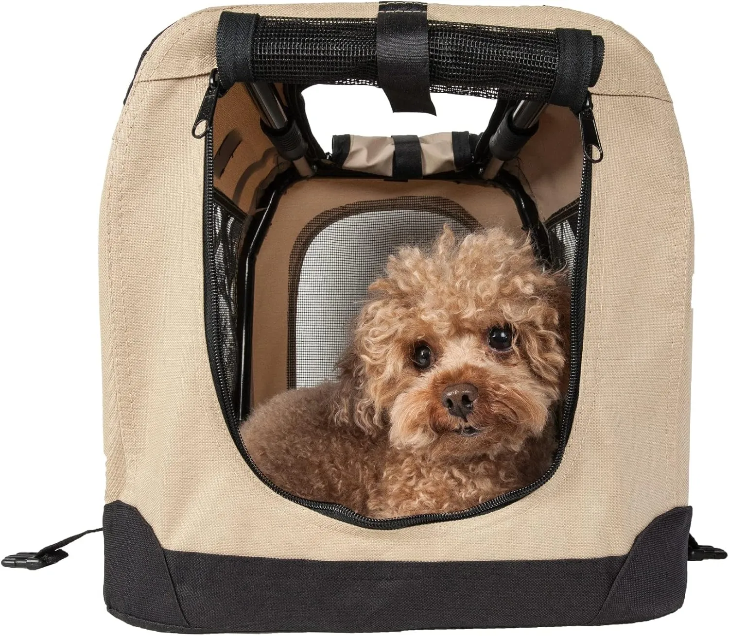 Pet Life Vista-View 360 Degree Zippered and Collapsible Soft Folding Dog Crate - Folding Travel Dog Kennel with Zippered Entrances Along The Pet Crate