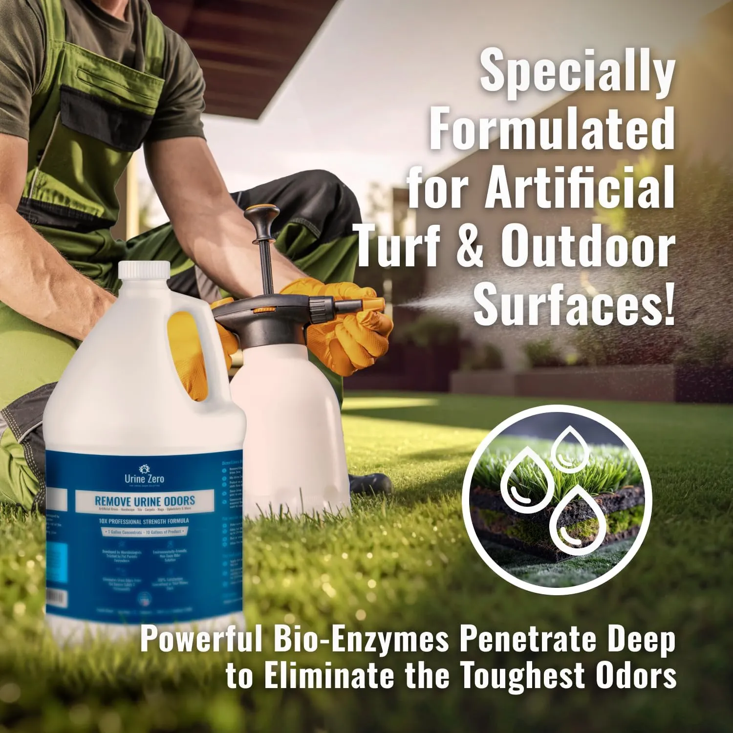 Pet Odor Eliminator  Ready-to-Use 1 Gallon | Powerful Bio-Enzyme Cleaner for Dog & Cat Urine Smell on Artificial Grass, Carpet, Tile, Rugs & More | Pet & Kid Safe