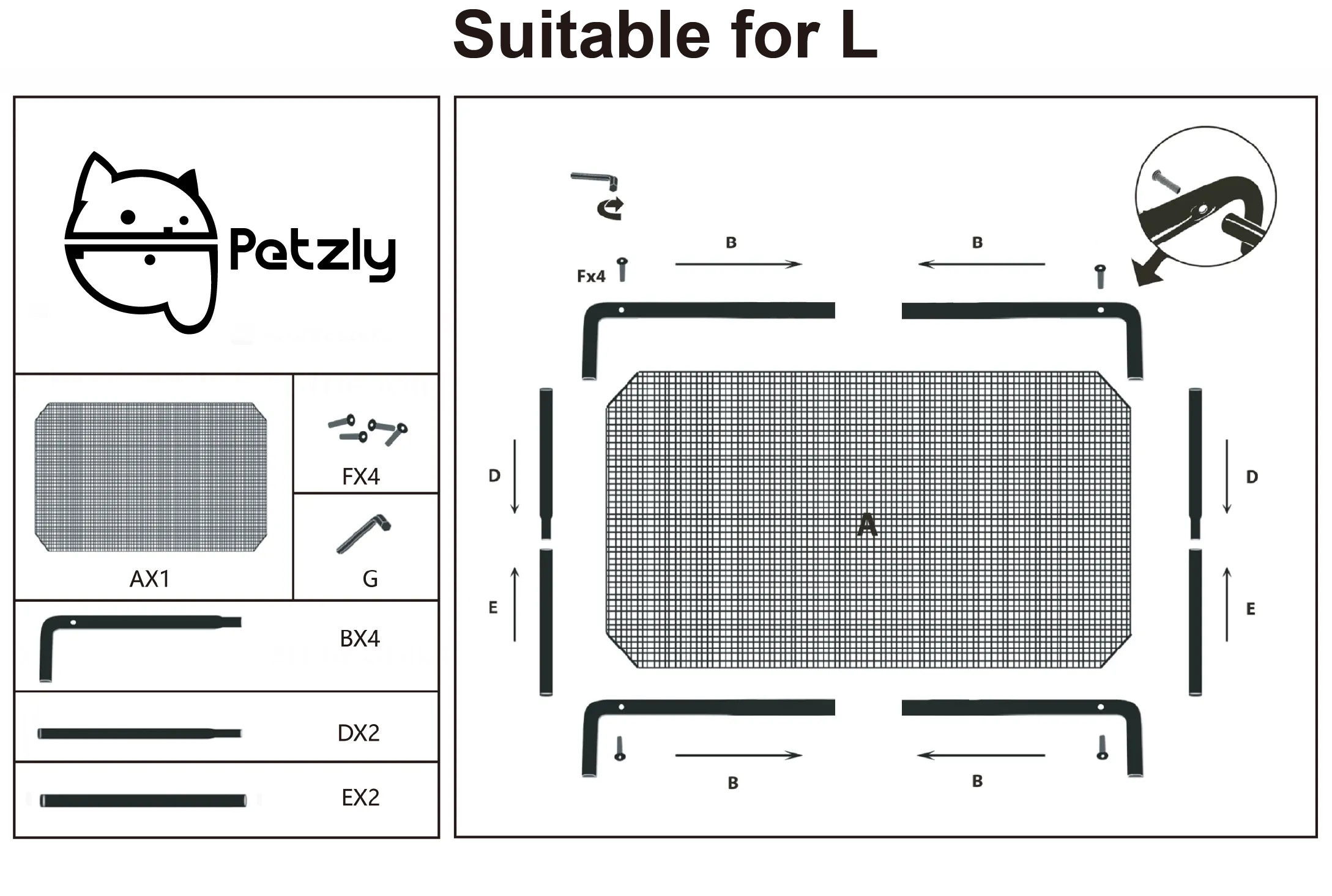 Petzly Cooling Elevated Pet Dog Bed for Large Dog Washable Breathable Mesh Grey
