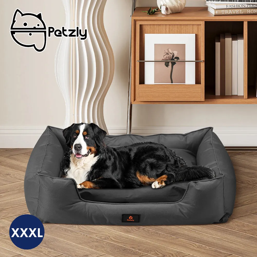 Petzly M/L/XL/XXL/XXXL Waterproof Pet Dog Bed Sofa Black/Grey&Orange