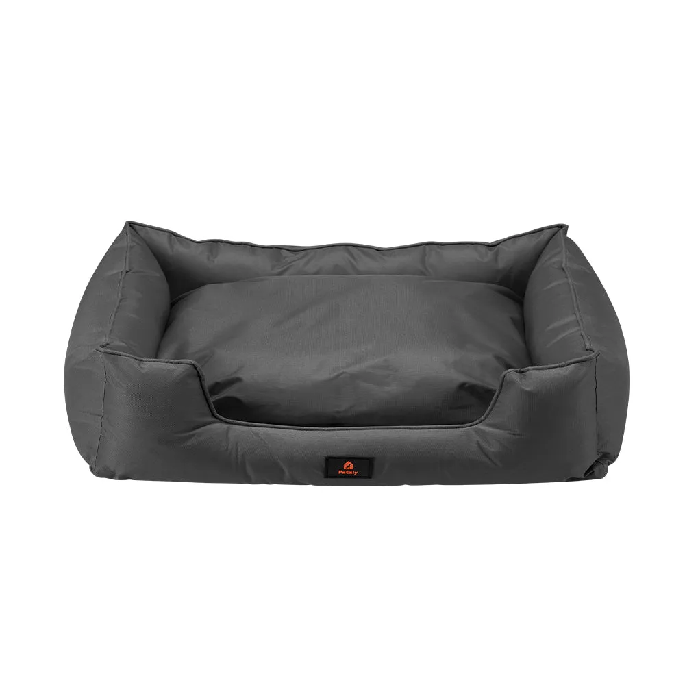 Petzly M/L/XL/XXL/XXXL Waterproof Pet Dog Bed Sofa Black/Grey&Orange