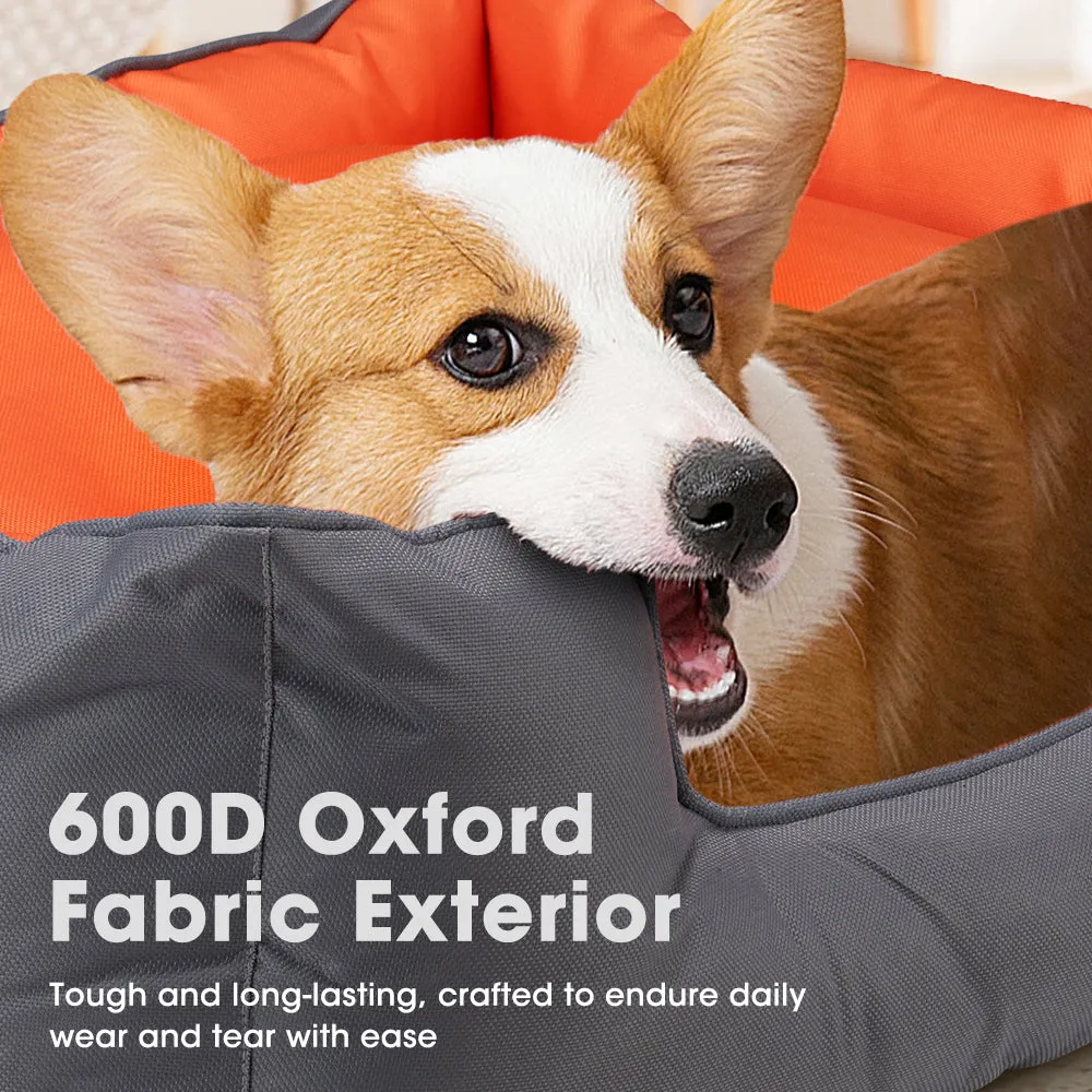 Petzly M/L/XL/XXL/XXXL Waterproof Pet Dog Bed Sofa Black/Grey&Orange