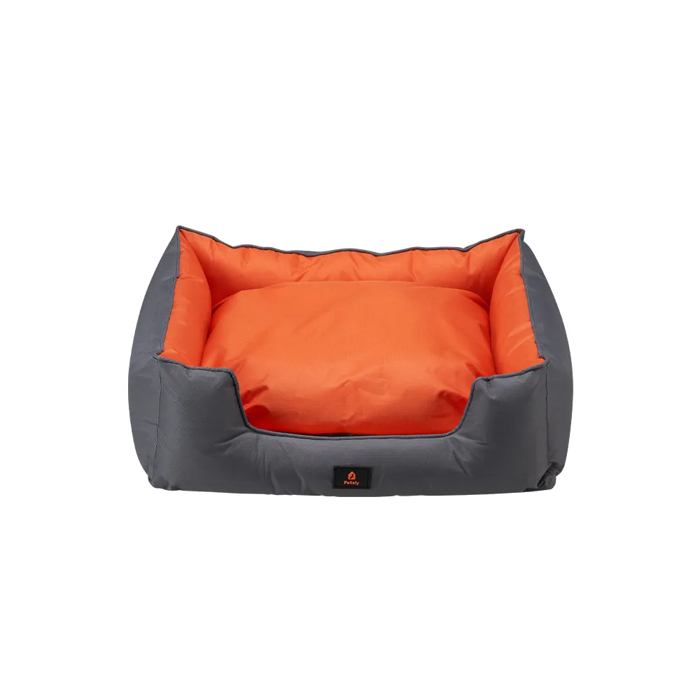 Petzly M/L/XL/XXL/XXXL Waterproof Pet Dog Bed Sofa Black/Grey&Orange