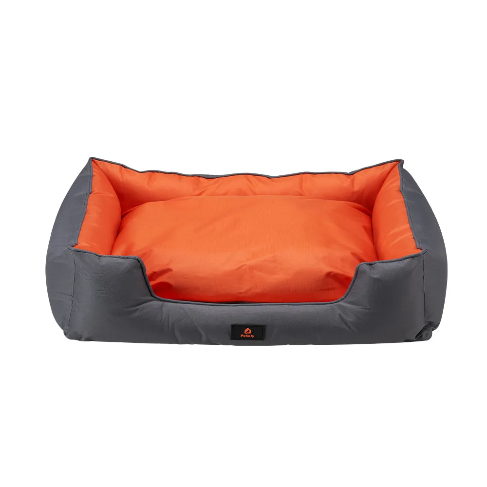 Petzly M/L/XL/XXL/XXXL Waterproof Pet Dog Bed Sofa Black/Grey&Orange