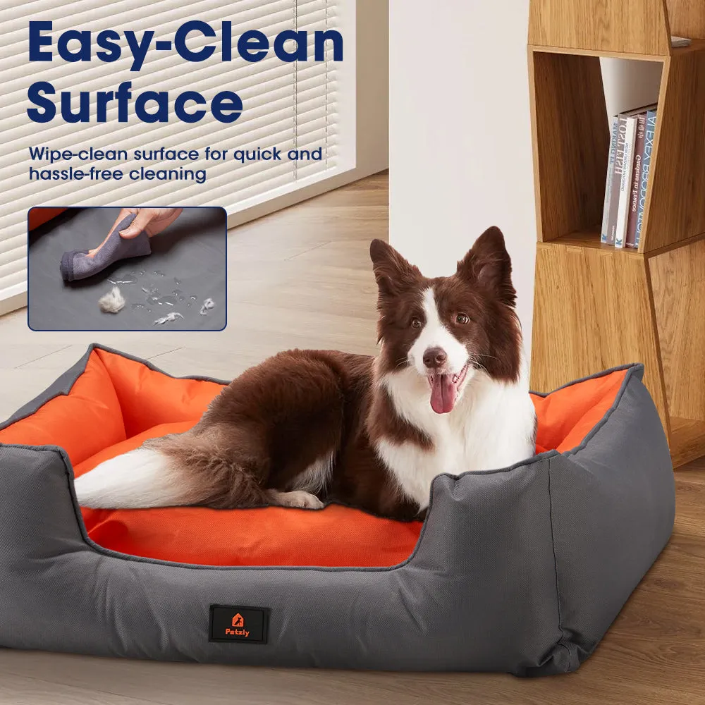 Petzly M/L/XL/XXL/XXXL Waterproof Pet Dog Bed Sofa Black/Grey&Orange