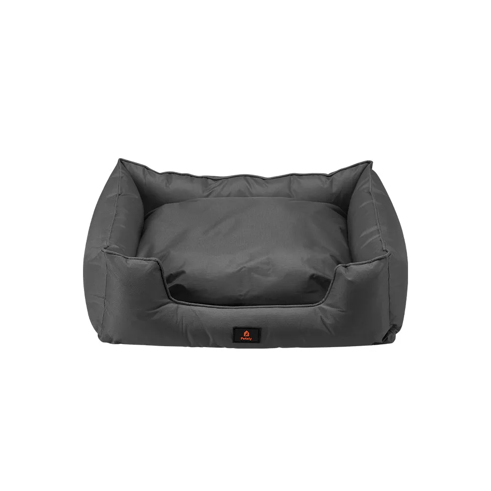 Petzly M/L/XL/XXL/XXXL Waterproof Pet Dog Bed Sofa Black/Grey&Orange