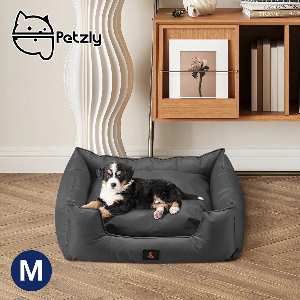 Petzly M/L/XL/XXL/XXXL Waterproof Pet Dog Bed Sofa Black/Grey&Orange