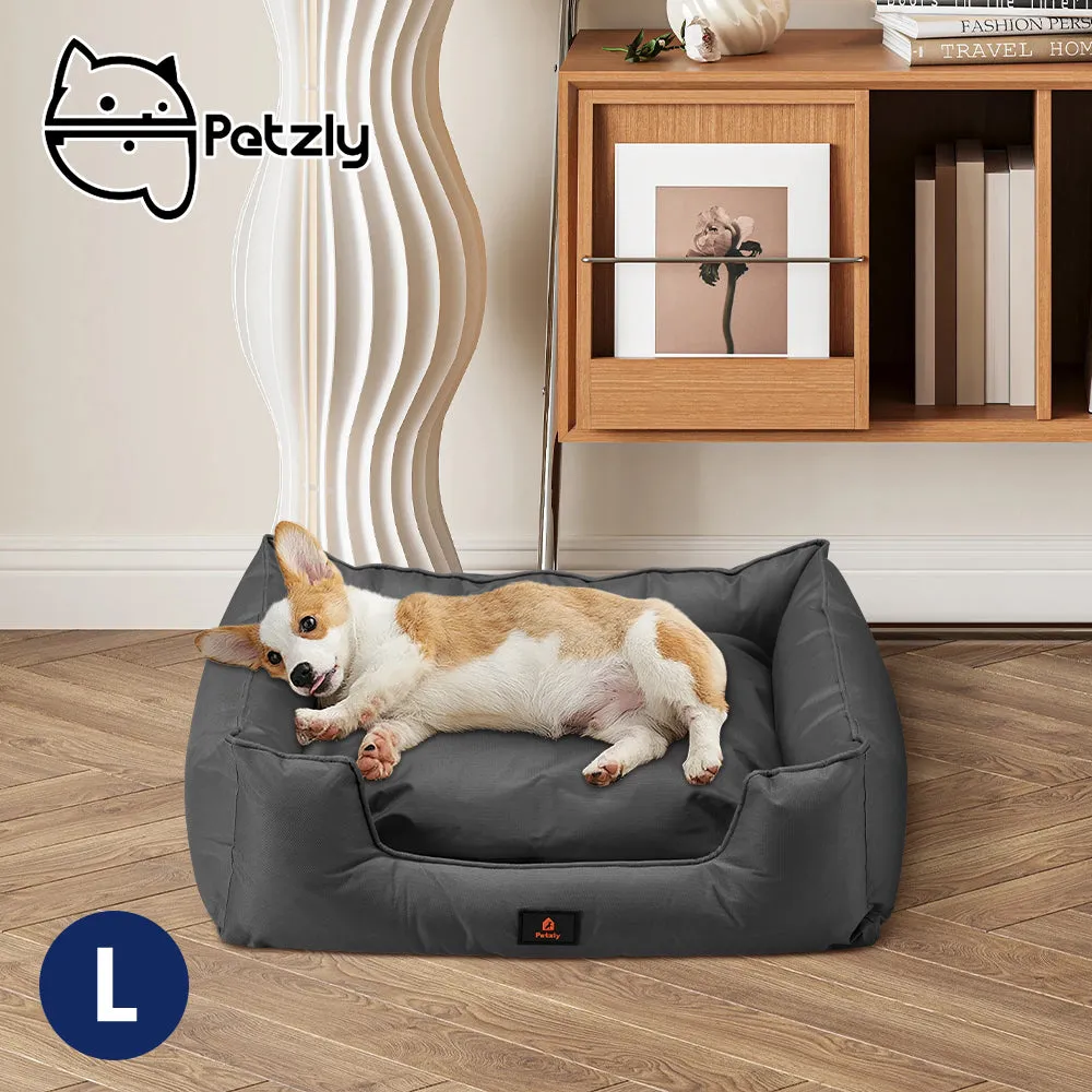 Petzly M/L/XL/XXL/XXXL Waterproof Pet Dog Bed Sofa Black/Grey&Orange
