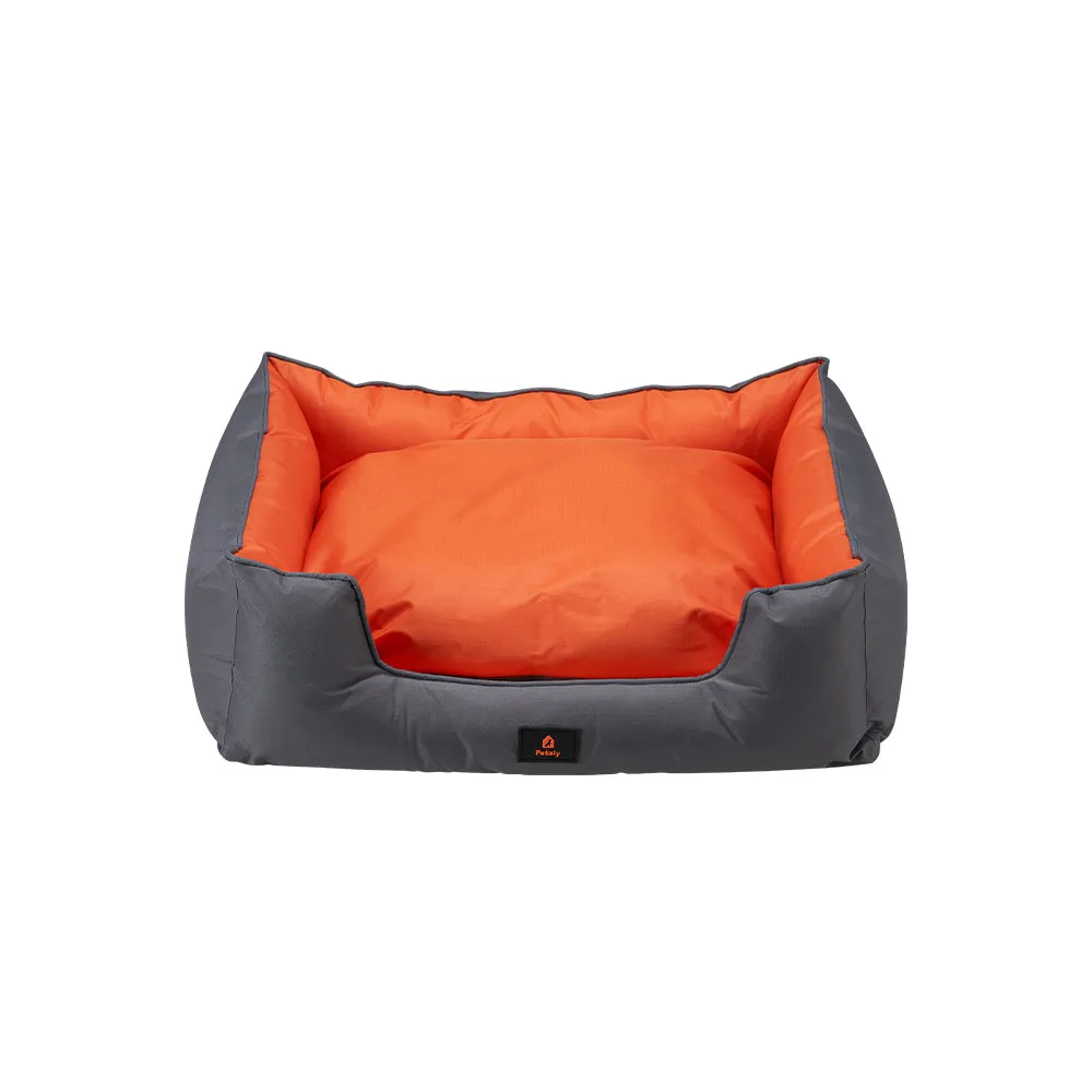 Petzly M/L/XL/XXL/XXXL Waterproof Pet Dog Bed Sofa Black/Grey&Orange