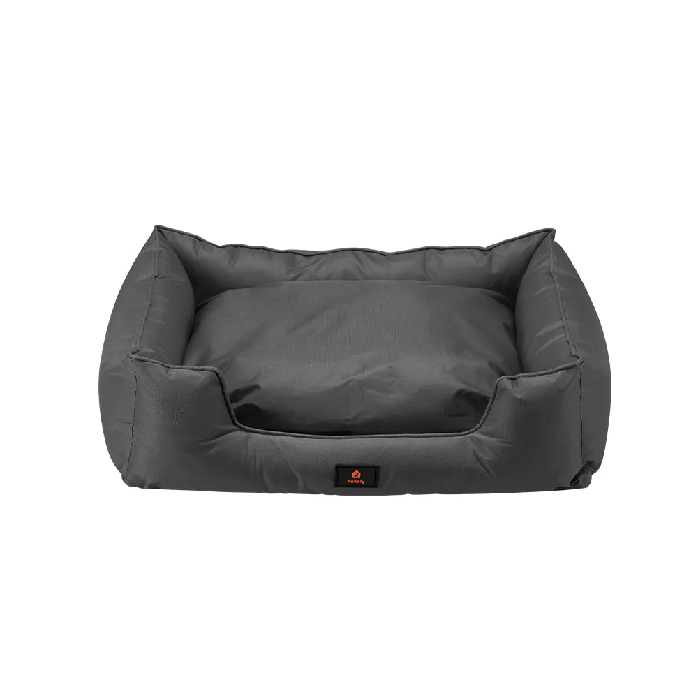 Petzly M/L/XL/XXL/XXXL Waterproof Pet Dog Bed Sofa Black/Grey&Orange