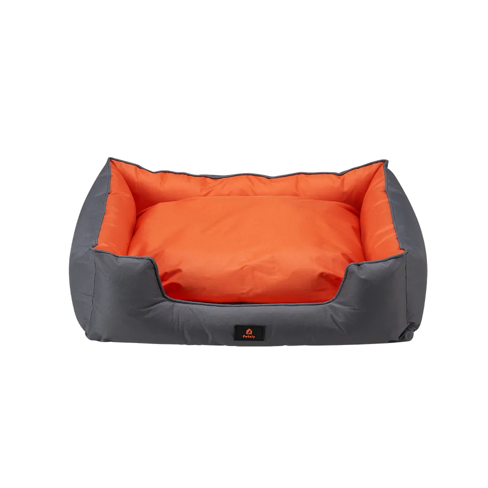 Petzly M/L/XL/XXL/XXXL Waterproof Pet Dog Bed Sofa Black/Grey&Orange