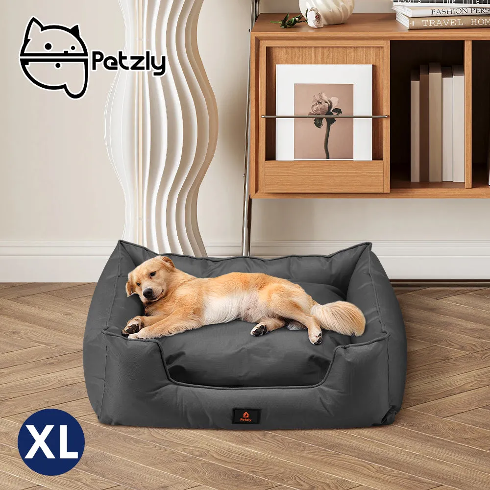 Petzly M/L/XL/XXL/XXXL Waterproof Pet Dog Bed Sofa Black/Grey&Orange