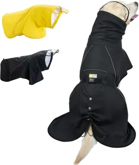 PINA Dog Raincoat, Waterproof Dog Rain Jacket with Hood, Lightweight Pet Rain Jacket with Leash Hole, Dog Poncho with Reflective Strap and Transparent Hat Brim for Wet Weather, Black