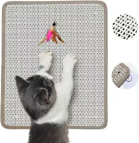 Sisal Cat Nail File Scratcher with 80-Grit Aluminum Oxide, Wall/Floor Mountable Cat Scratch Pad, Natural Cat Scratchers That File Nails Trim Claw and Protects Furniture (16.53"x13.38")