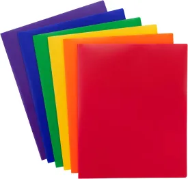 Smead Poly Two-Pocket Folder, Letter Size, Assorted Primary Colors, 6 per Pack (87760)