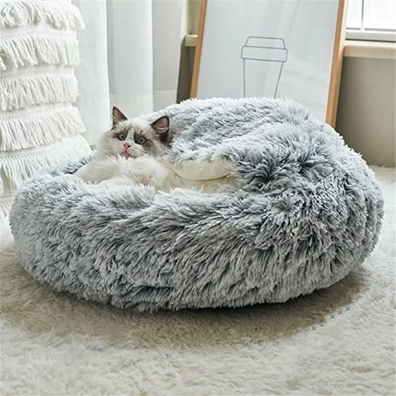 Soft Plush Pet Cave Bed for Small Cats & Dogs