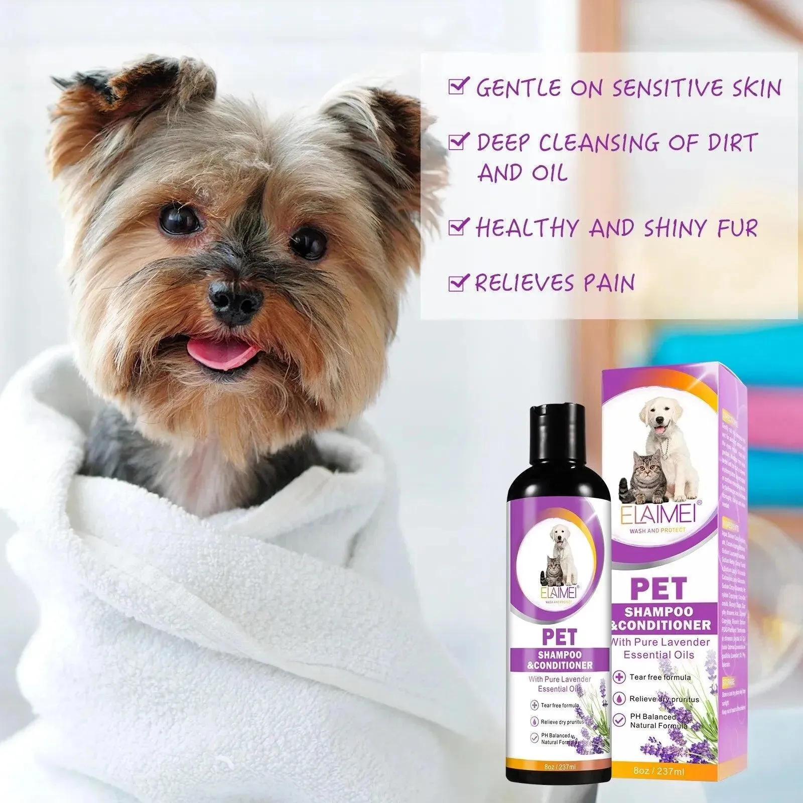 Softening Pet Shampoo Mite Dirt Removal