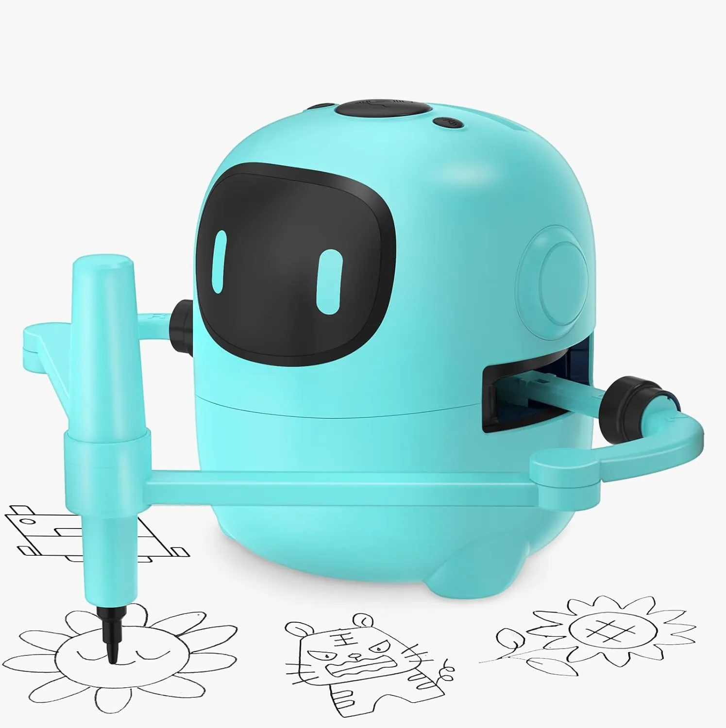 Upgraded Drawing Robot for Kids,Magic Drawing Robot with Cards,Interactive Montessori & Screen-Free Smart Robot Drawing Machine,Creative STEM Toy for 3-10 Aged Chidren GiftBlue-Black