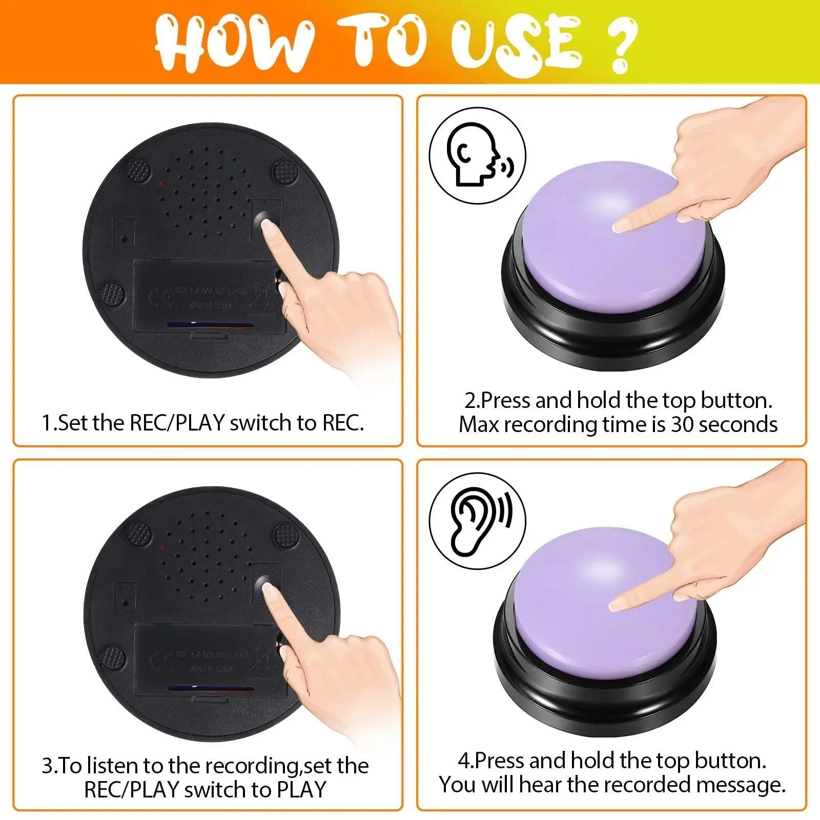 Voice Recording Button Dog Training Toy