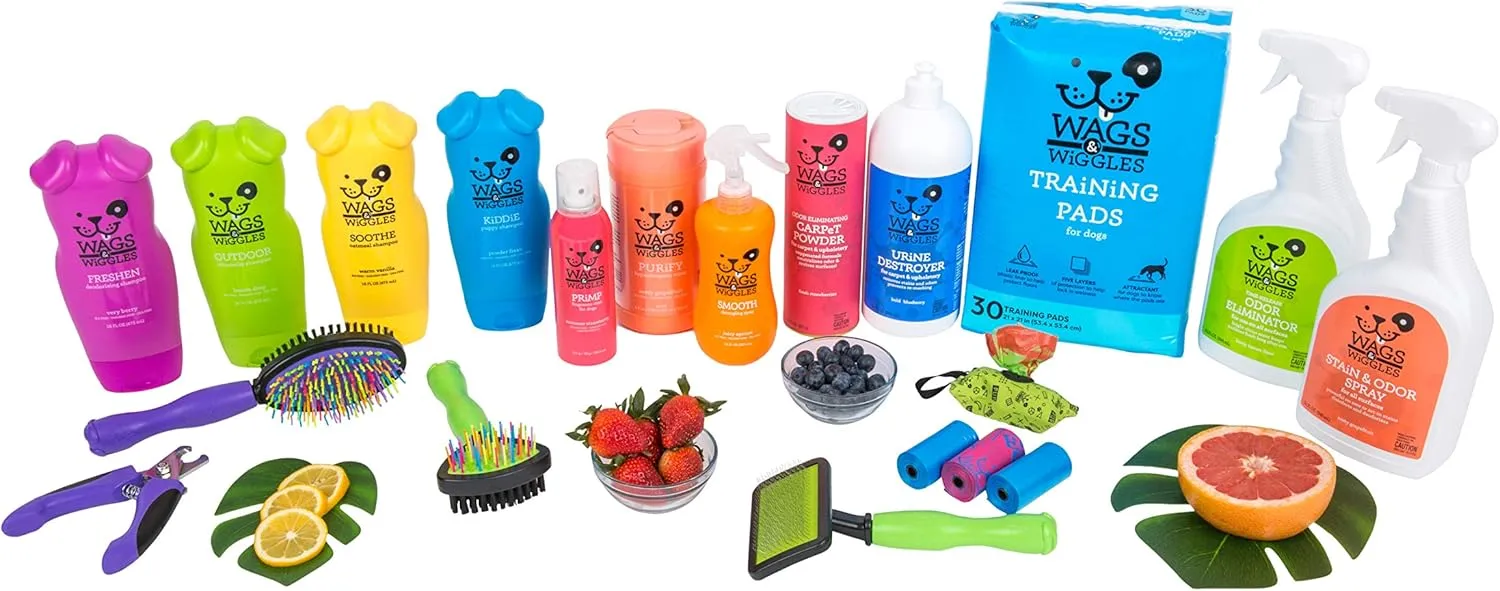 Wags & Wiggles Waste Bag Dispenser with 30 Dog Poop Bags | Pineapple Scented Doggie Bags & Adorable Dispenser | Strong Dog Waste Bags, Great for Everyday Use