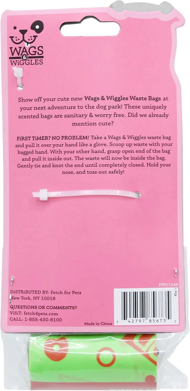 Wags & Wiggles Waste Bag Dispenser with 30 Dog Poop Bags | Pineapple Scented Doggie Bags & Adorable Dispenser | Strong Dog Waste Bags, Great for Everyday Use