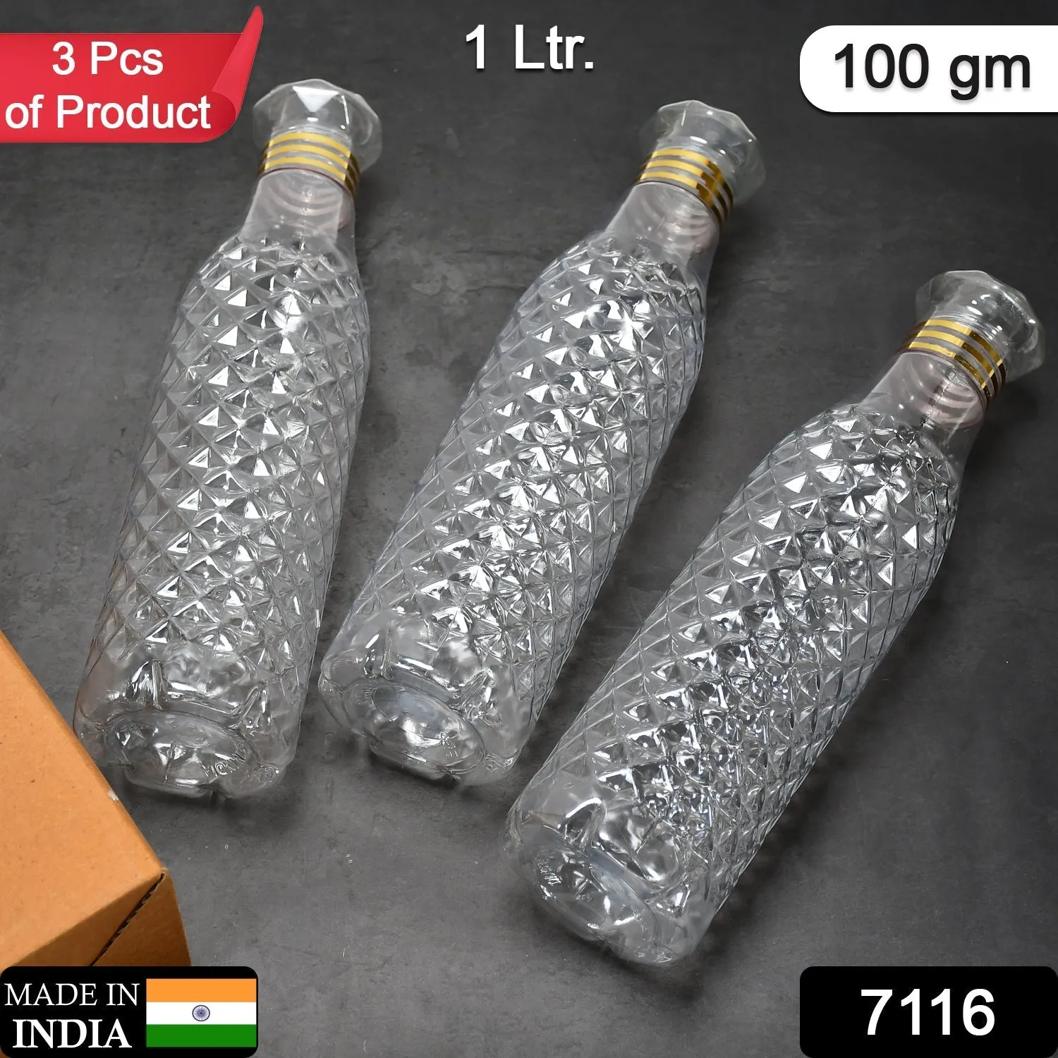 Water Bottle With Diamond Cut Used By Kids, Children's  ( 3 pcs )