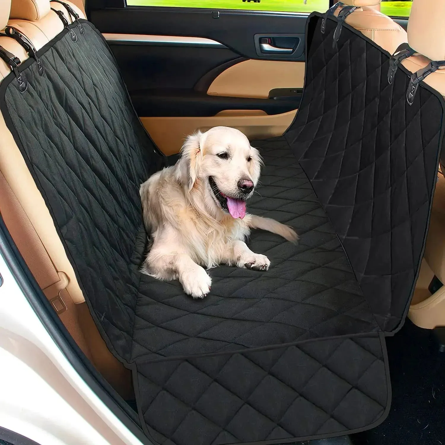 Waterproof Dog Car Seat Cover with Hammock Cushion & Pet Safety Mat
