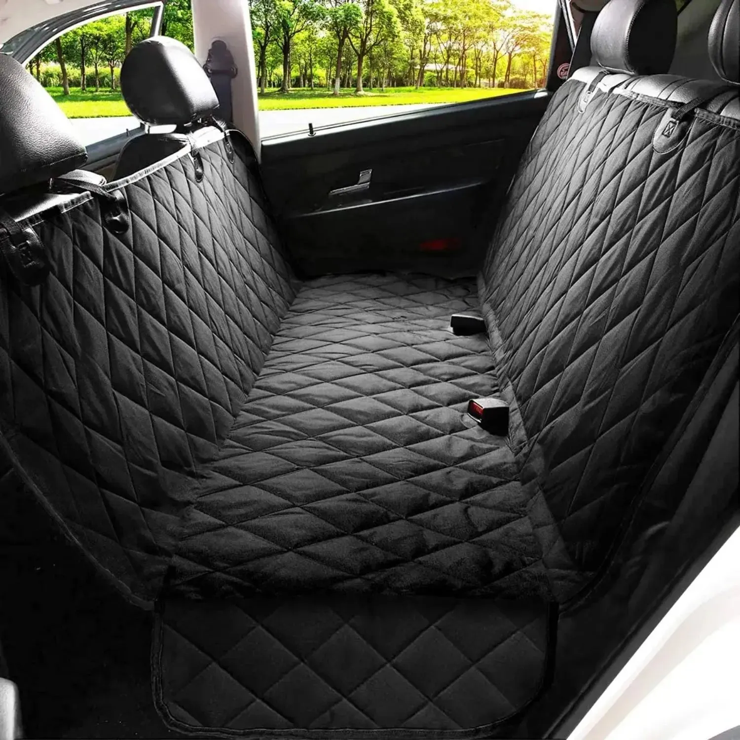 Waterproof Dog Car Seat Cover with Hammock Cushion & Pet Safety Mat