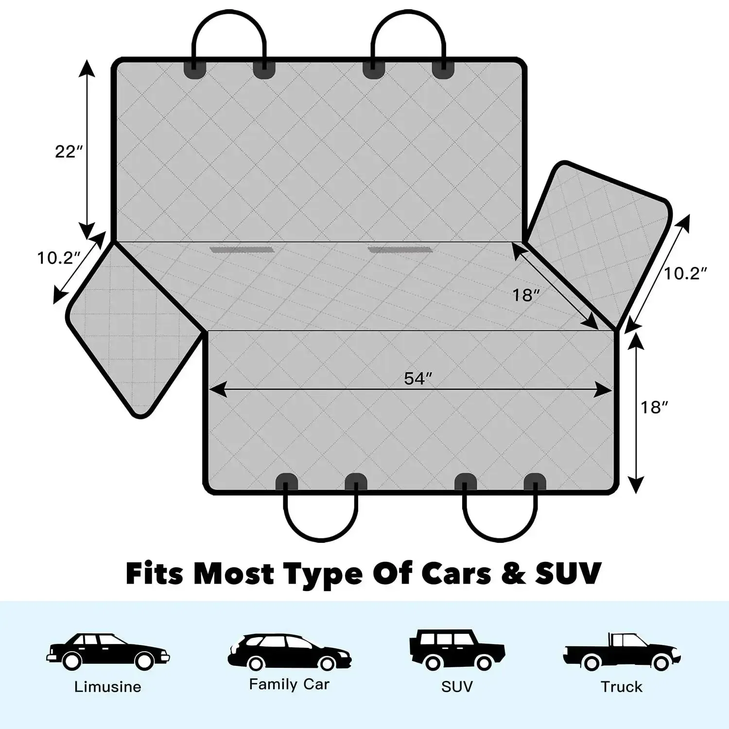 Waterproof Dog Car Seat Cover with Hammock Cushion & Pet Safety Mat