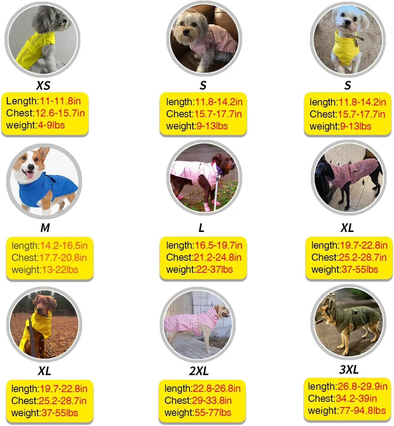 Waterproof Dog Raincoat with Reflective Strip, Adjustable Breathable Rain Coat Jacket with Leash Hole for Dogs (Yellow, Small)