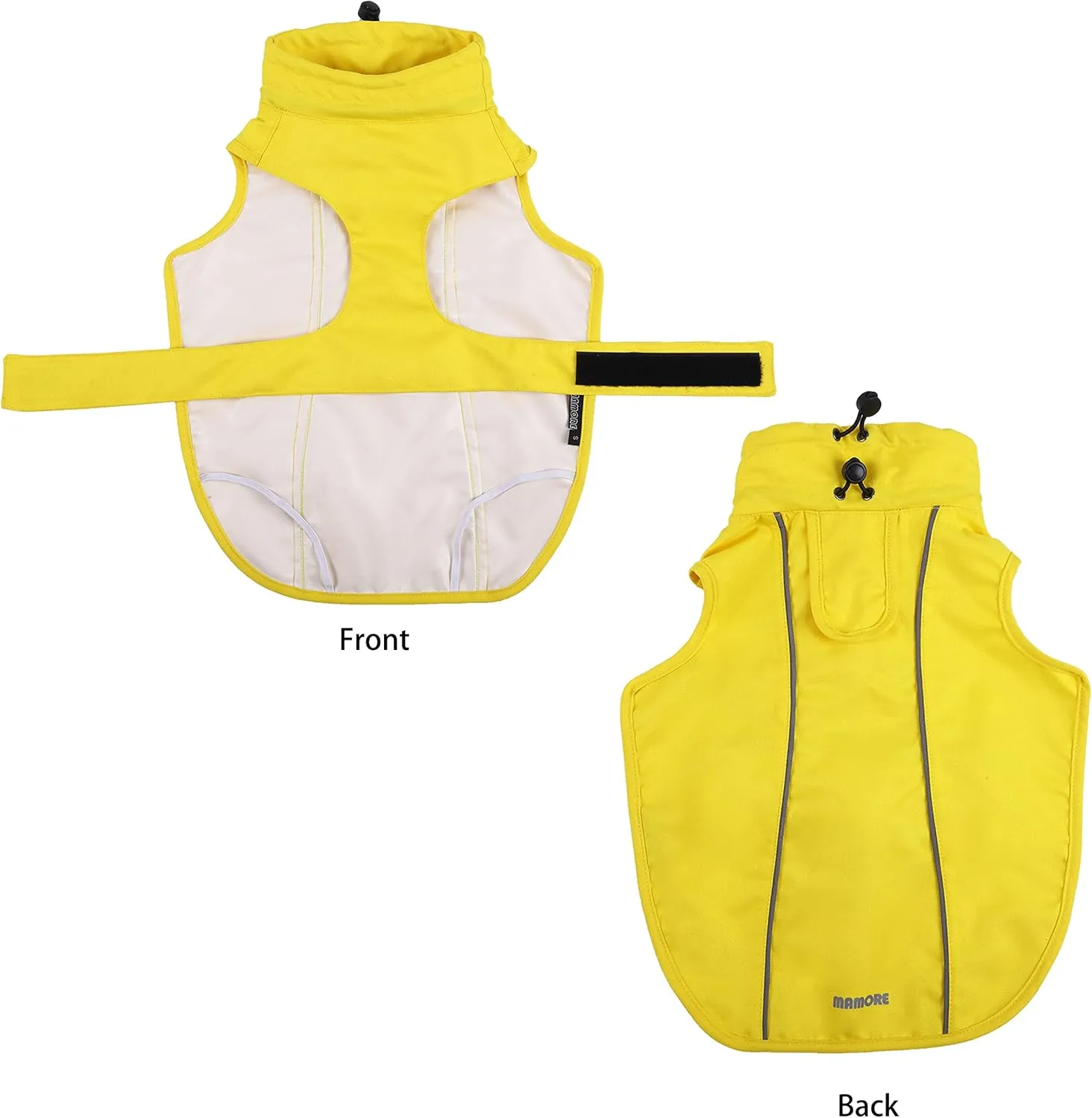 Waterproof Dog Raincoat with Reflective Strip, Adjustable Breathable Rain Coat Jacket with Leash Hole for Dogs (Yellow, Small)