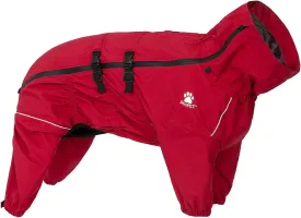 Waterproof Pet Raincoat, 4 Legs Design with Leash Hole and Reflective Strips, Lightweight Poncho for Small to Medium Dogs, Puppy Rain Jacket (Red, 3XL)