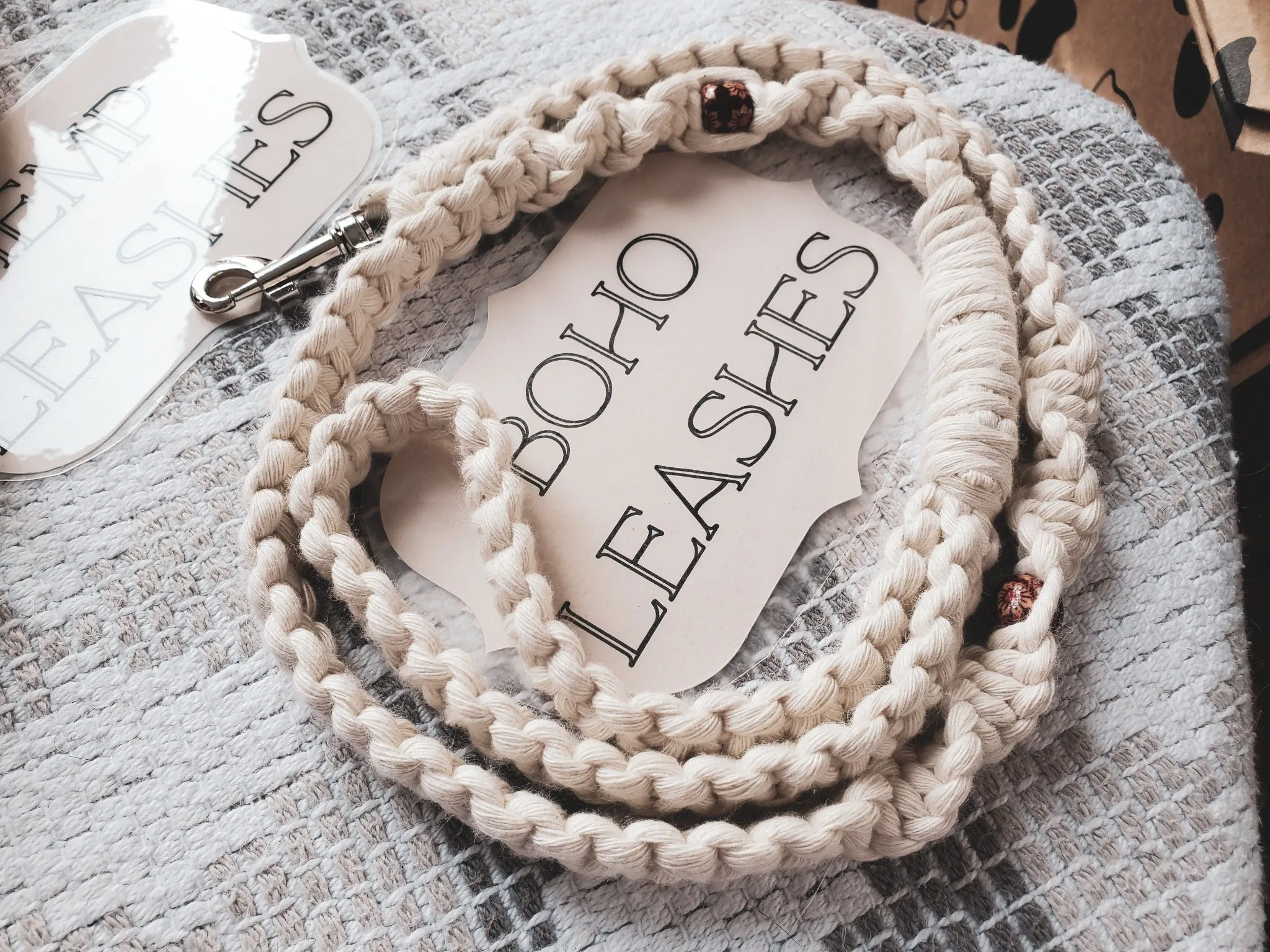 White Dog Leash -  Macrame Style