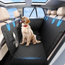 Wigoo Upgrade Soft Dog Car Seat Cover for Back Seat, [Protect Interior, Waterproof & Easy to Clean] Soft Bottom Backseat Dog Car Hammock, Fits for Large Car/Truck/SUV, Size L, Black Blue